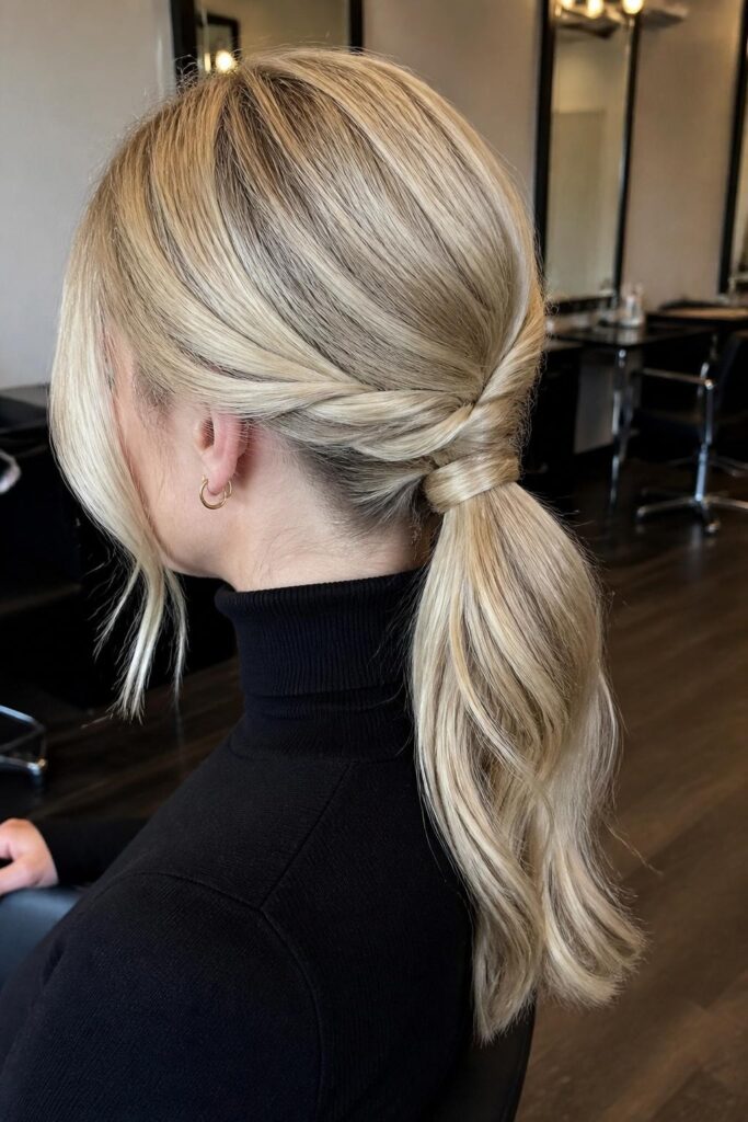The low ponytail with a twist