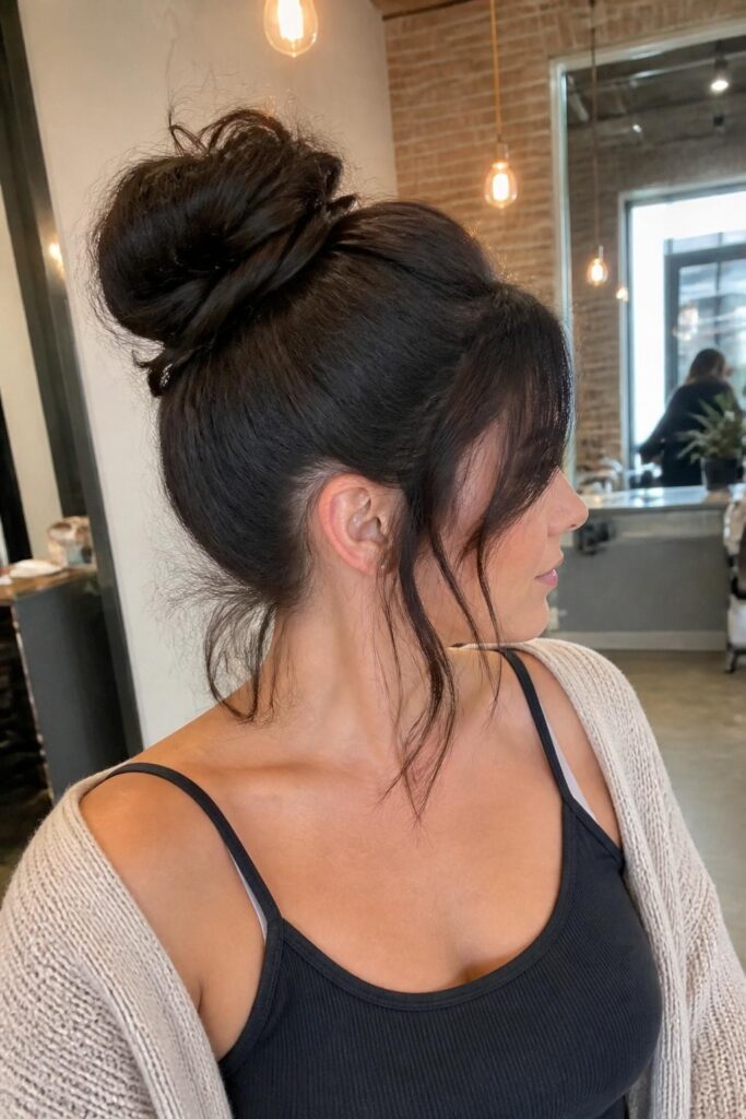 The messy bun with face-framing pieces
