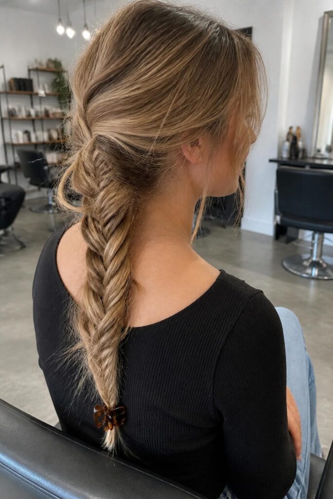The messy fishtail with clip