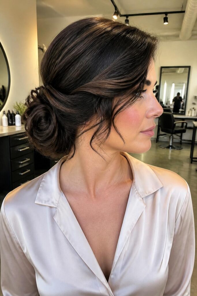 The side swept low bun