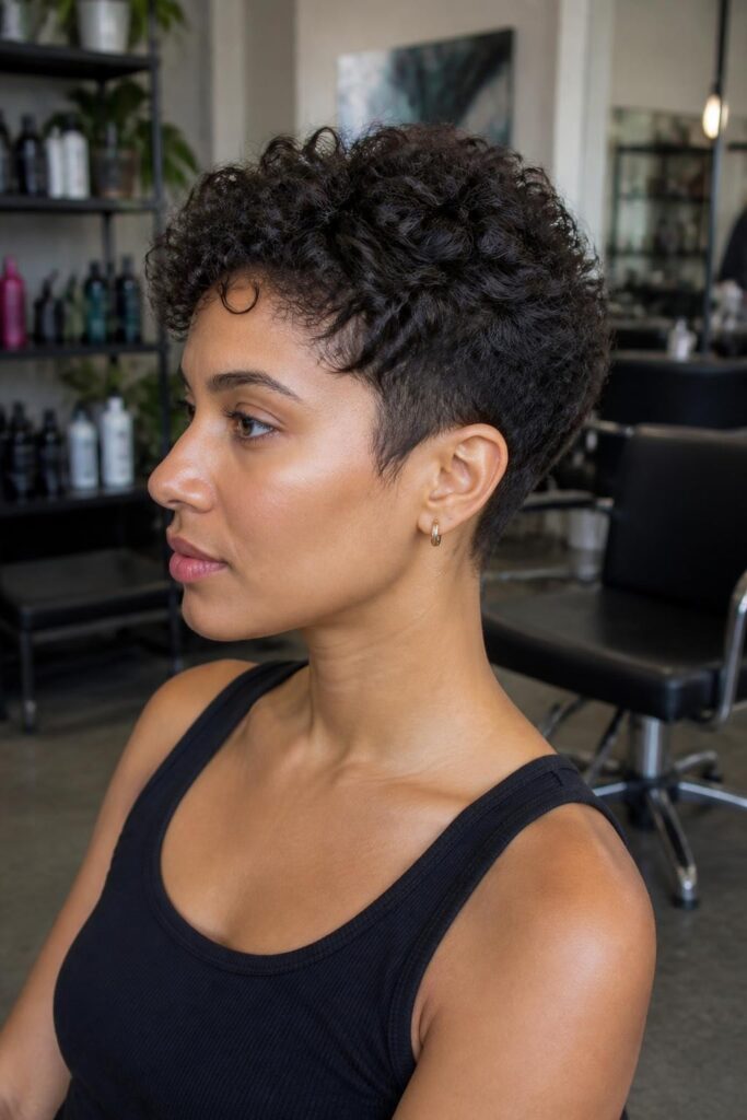 The tapered curly pixie