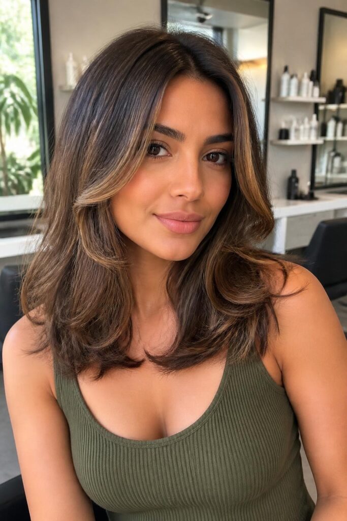 Toffee highlights for medium warm skin