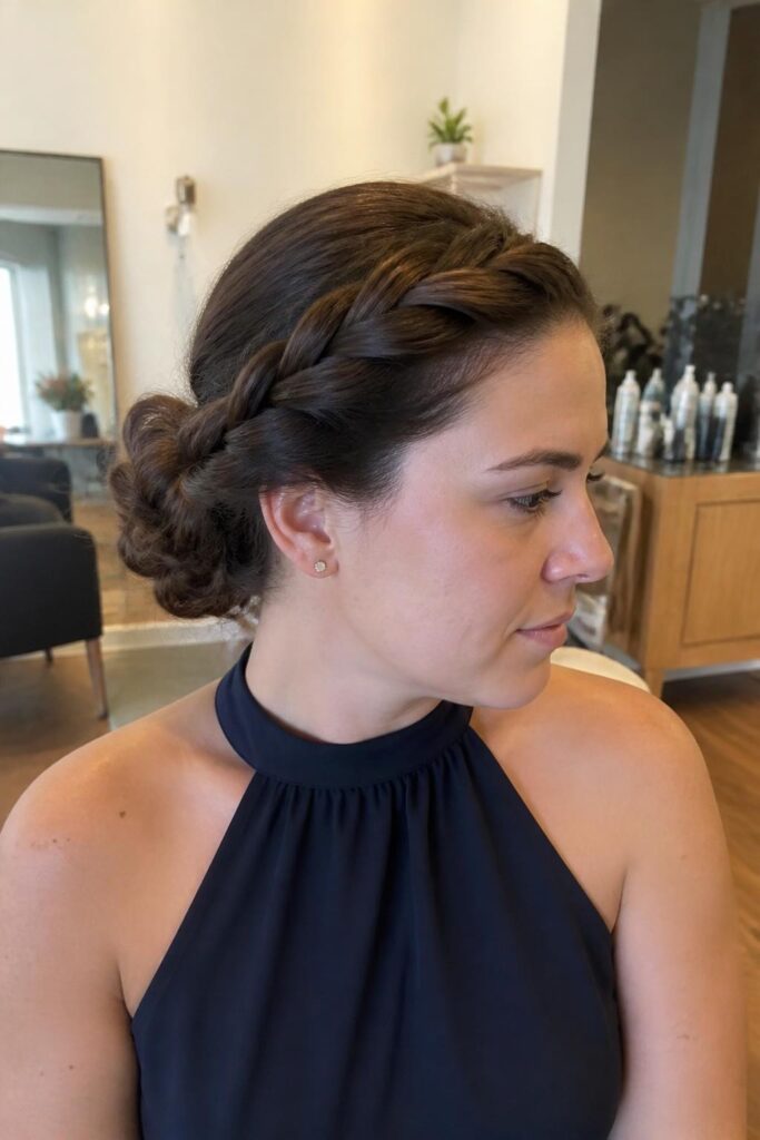Twisted crown updo