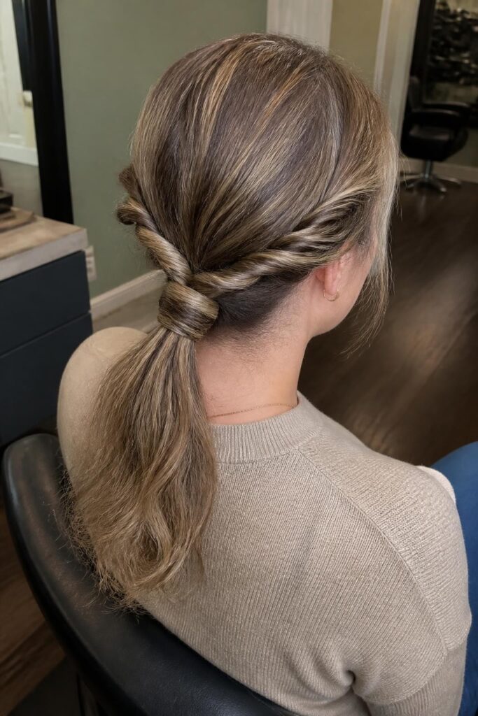 Twisted low ponytail