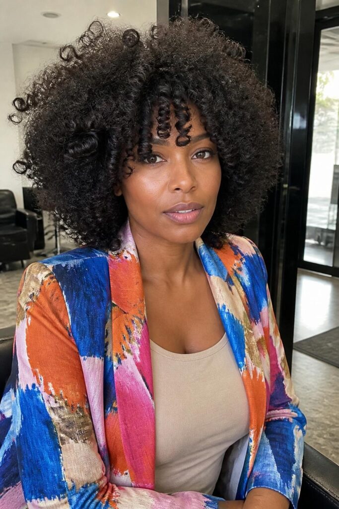 Voluminous curly fro