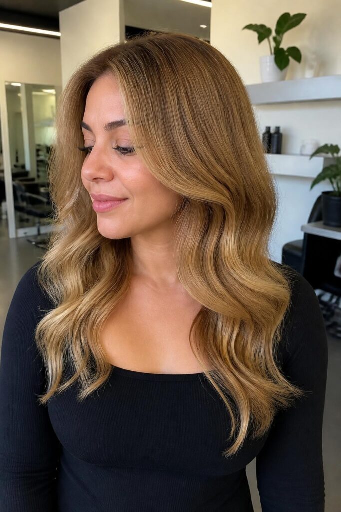 Warm honey blonde base