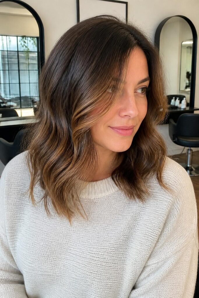 Warm mushroom brown with caramel highlights