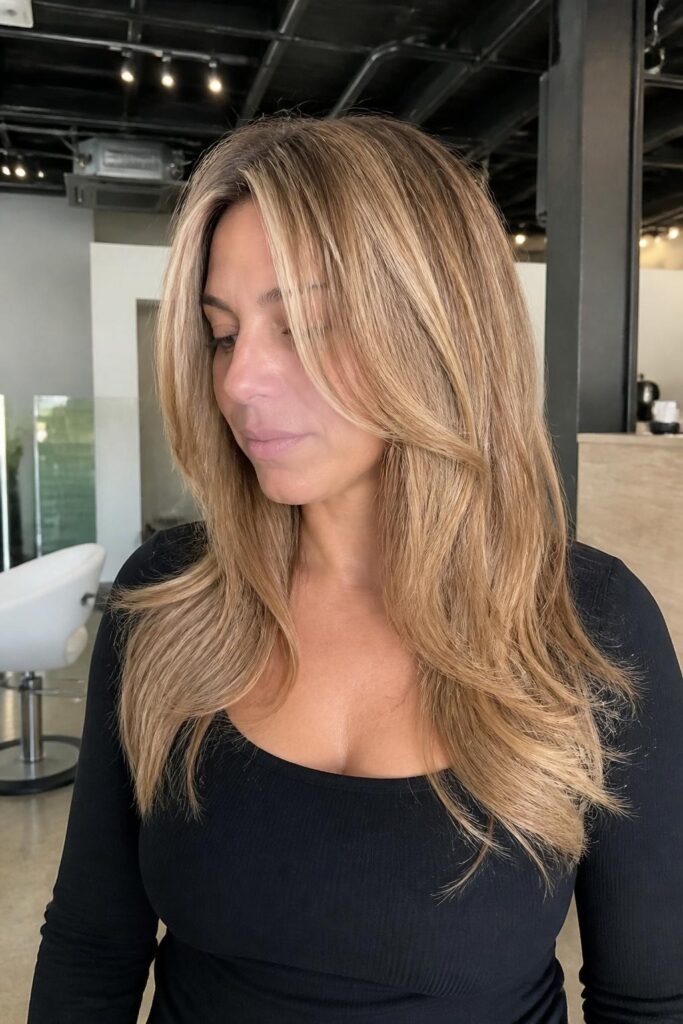 Warm sandy blonde layers