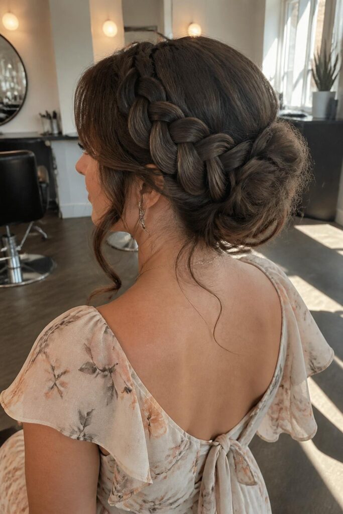 Waterfall braid updo