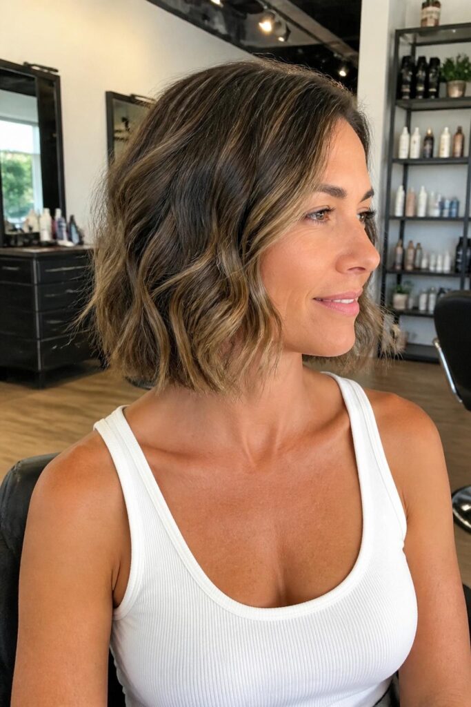Wavy bob with highlights
