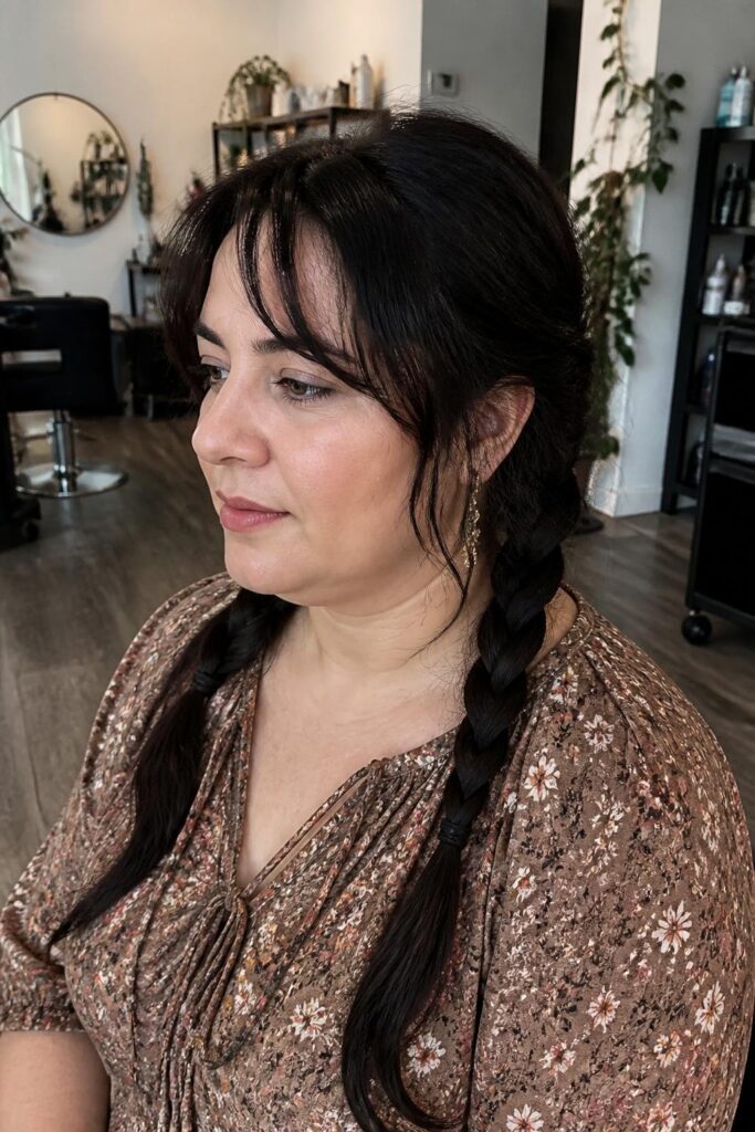 Wispy bangs with braids