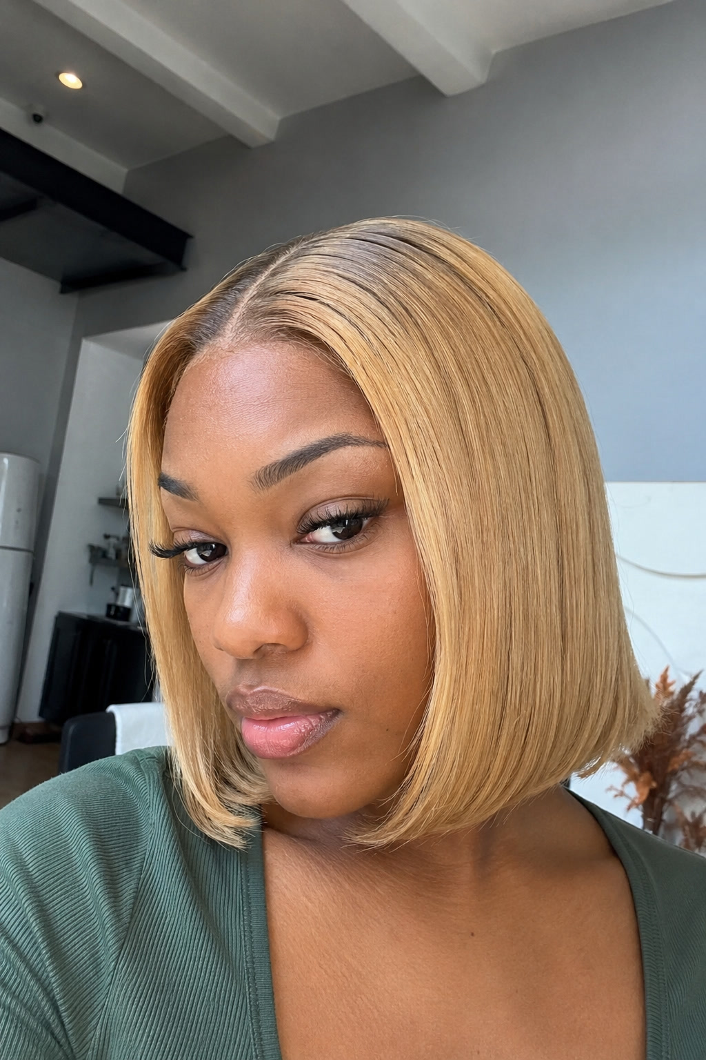 2. Blonde silk-press bob