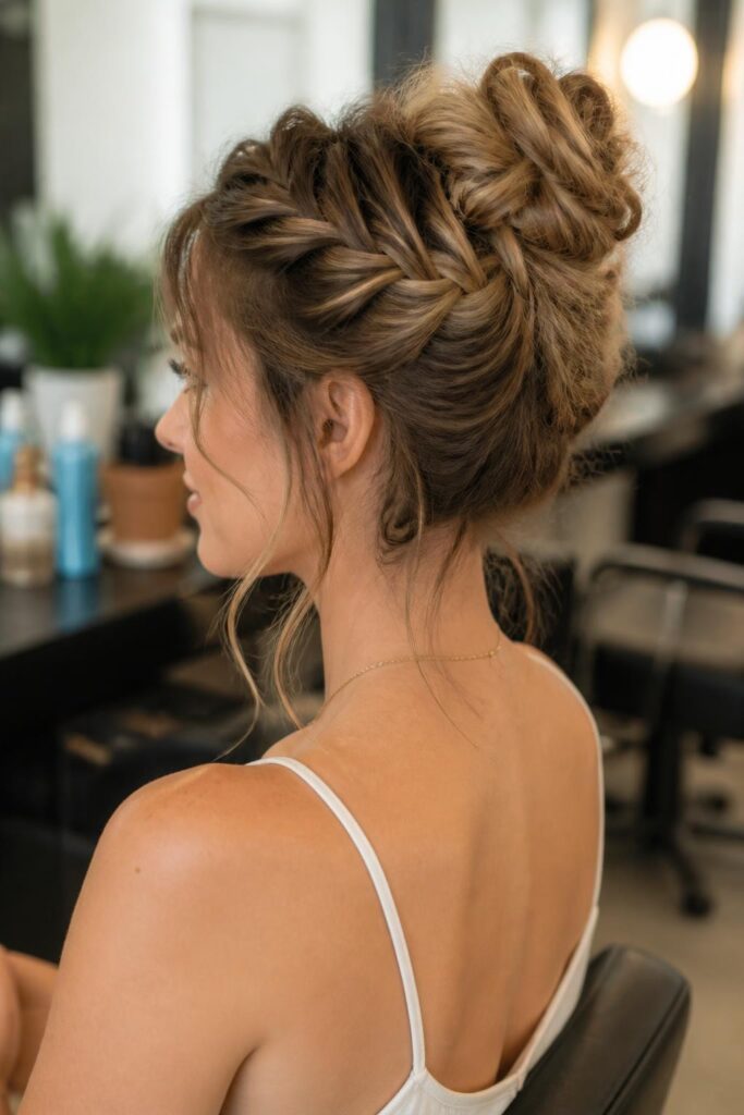 1. Messy braided bun