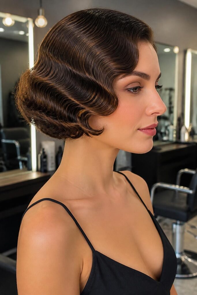 1. Sleek finger wave bob