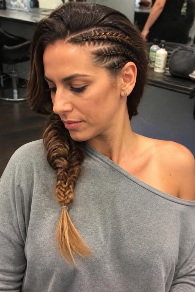 10. Side swept braided pigtails
