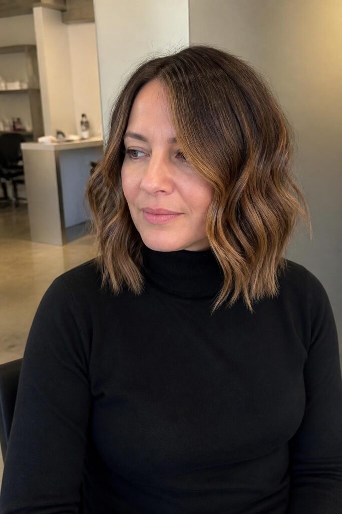 11. Caramel highlights on a lob