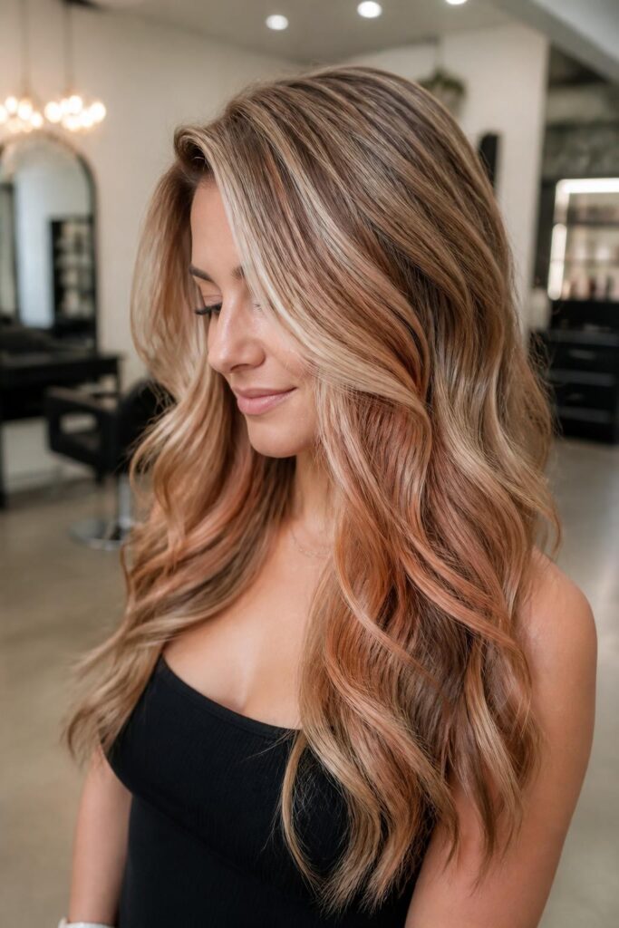 11. Cinnamon brown streaks for warmth