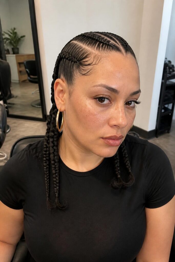 11. Cornrow pigtails