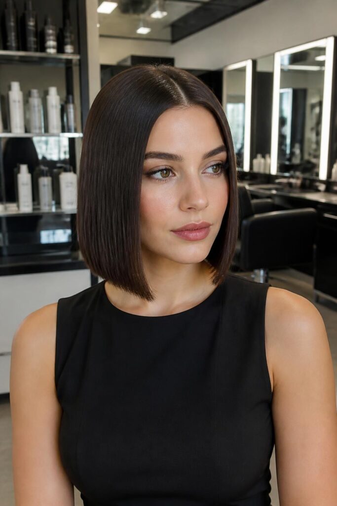 11. Sleek straight with middle part