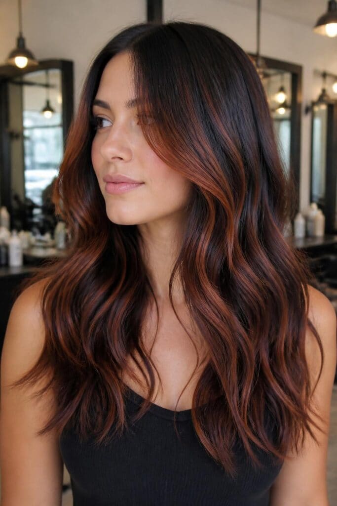 Deep Auburn Ribbons hair color