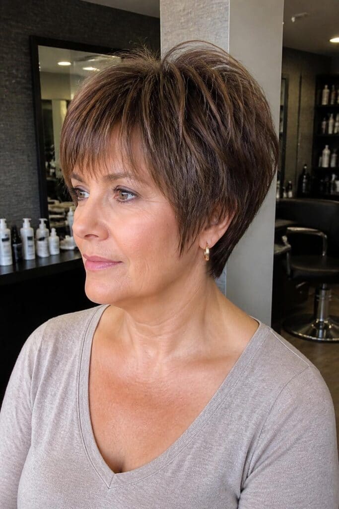 Layered Crop with Fringe hairstyle