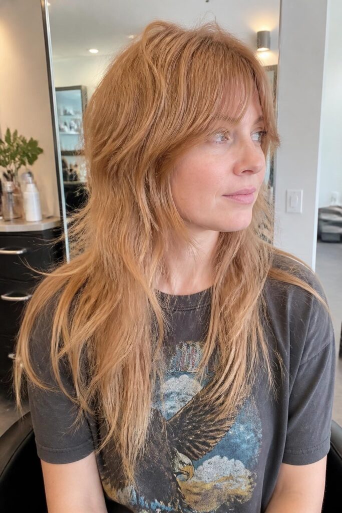 13. Long wolf cut with choppy layers
