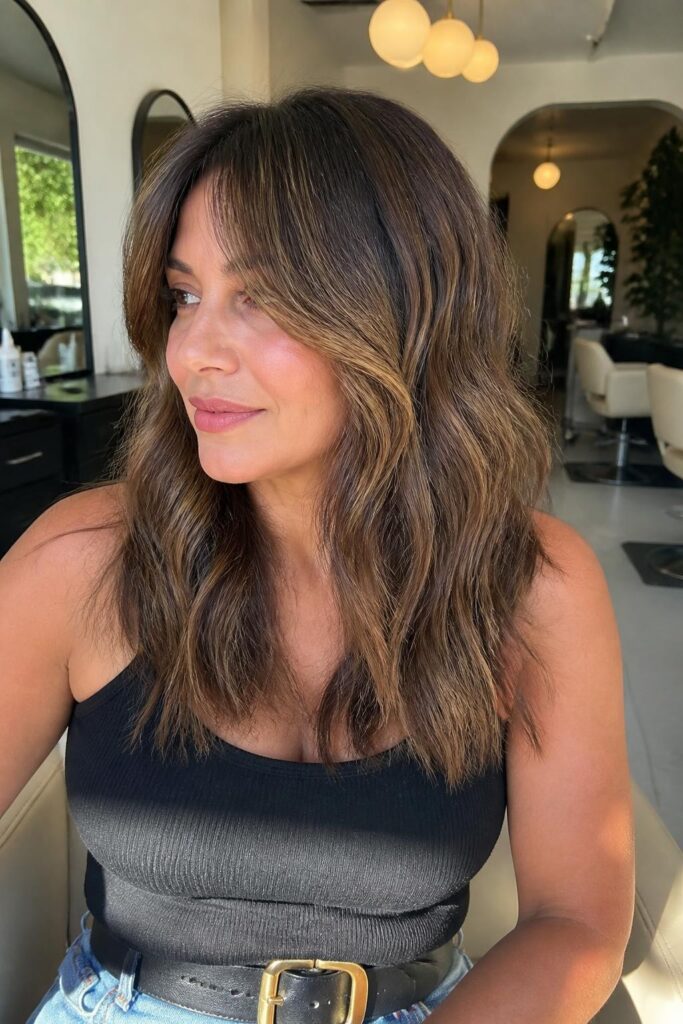 13. Shag with soft waves and highlights