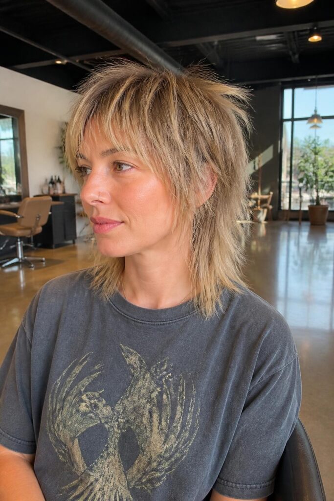 13. Spiky wolfcut for fine hair