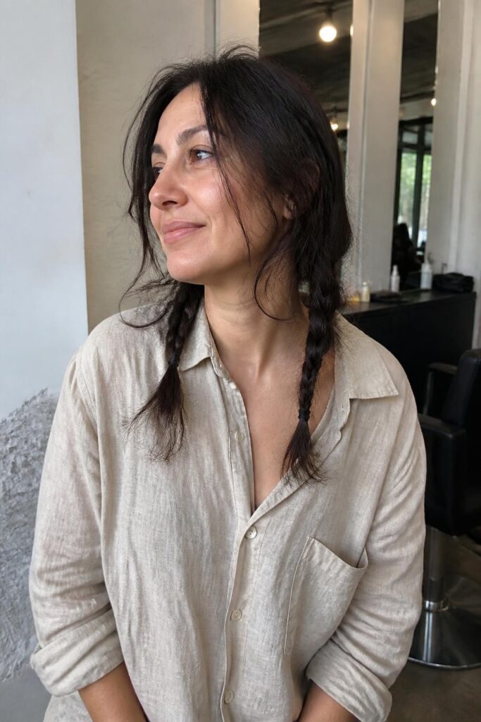14. Messy braided pigtails
