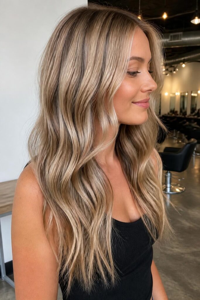 14. Milk chocolate highlights on light blonde