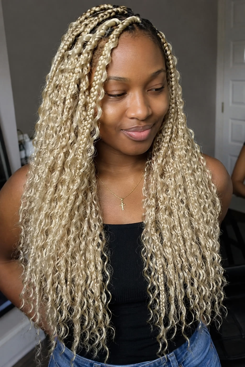 15. Blonde goddess crochet braids