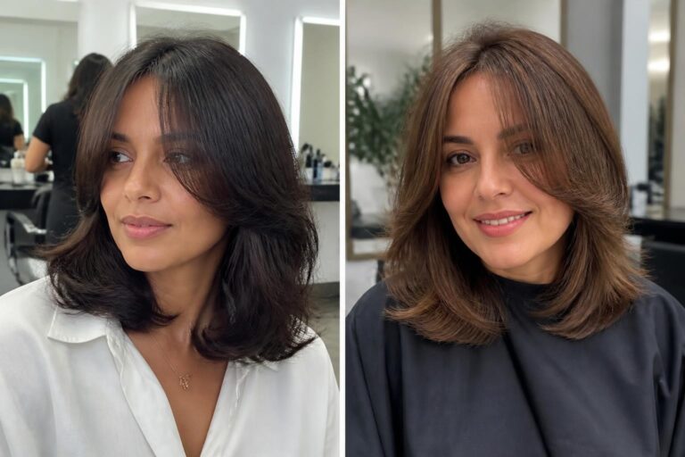 15 easy medium haircuts with curtain bangs for busy mornings