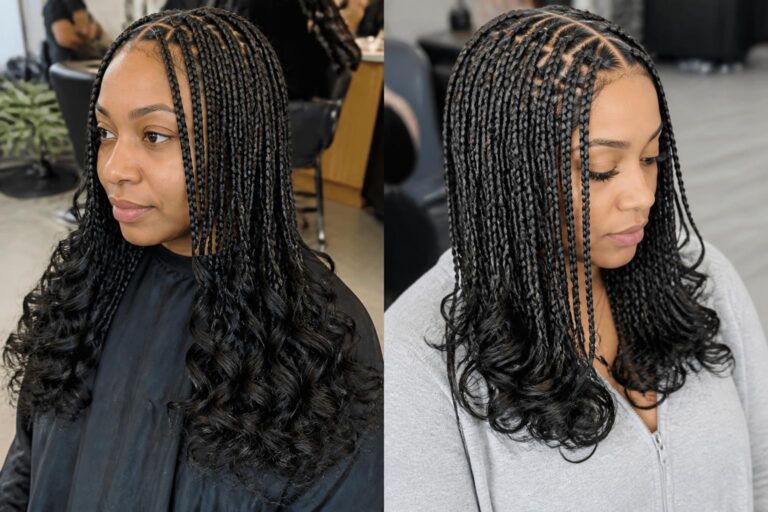 15 knotless braids with curls for a soft look