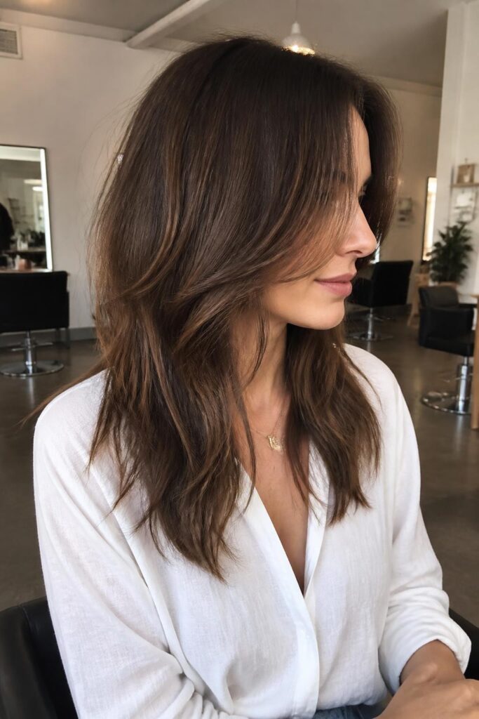 15. Long wolf cut with subtle balayage