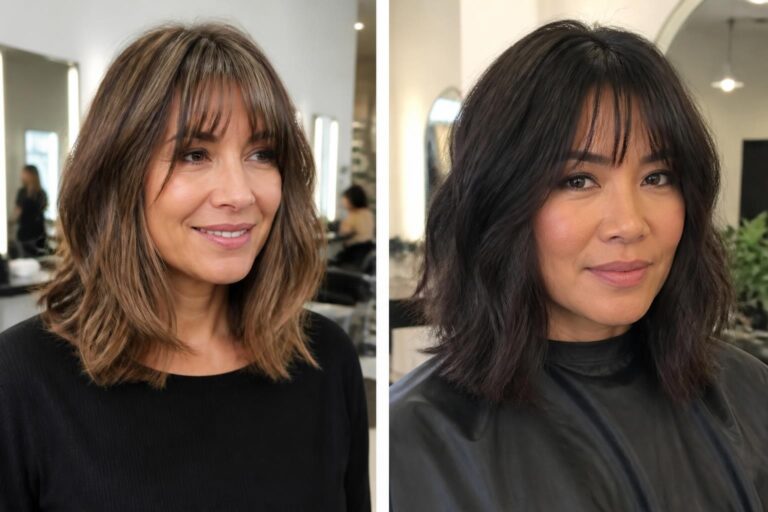15 medium hairstyles with bangs for busy women
