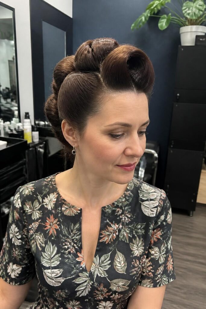 15. Vintage rolled updo