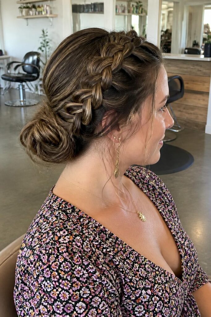 2. Braided crown updo
