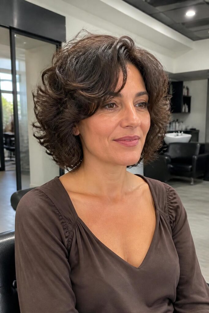 2. Short butterfly cut for curly hair