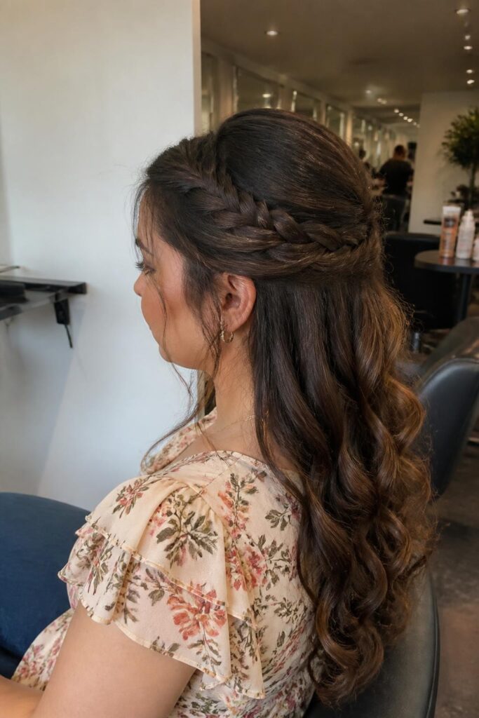 3. Half up half down with braids