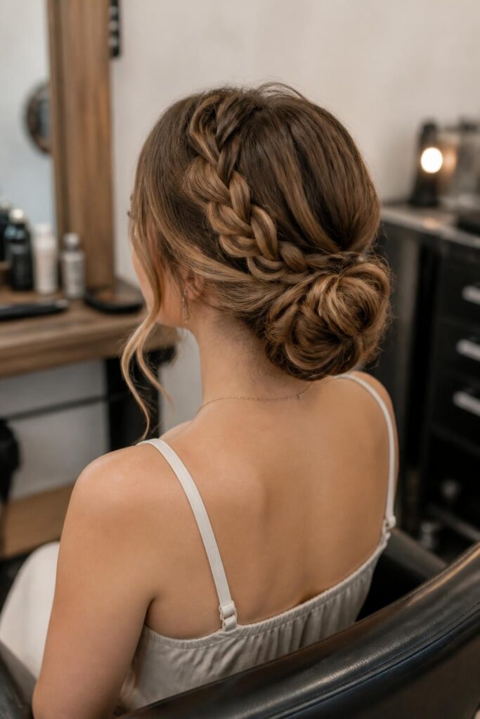 3. Low braided chignon