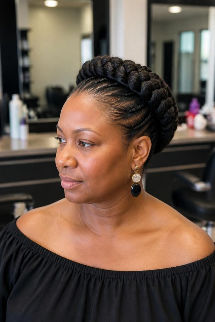 4. Braided crown updo