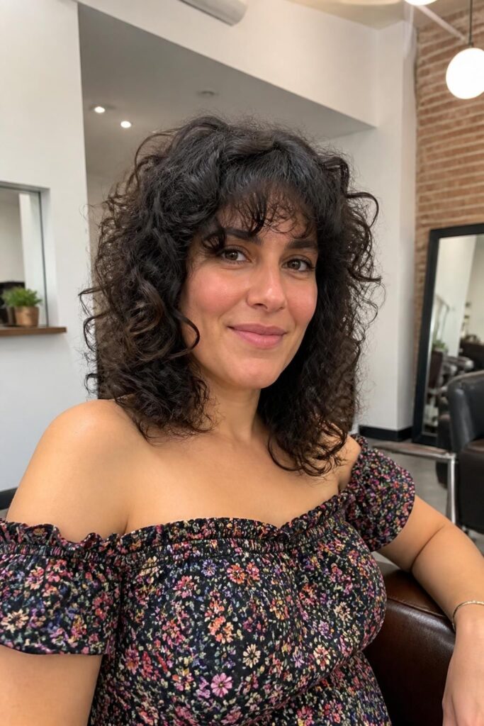 4. Curly shag with bangs
