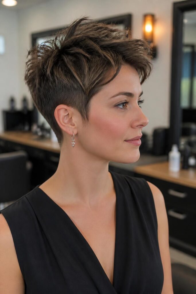 4. Textured pixie with tousled crown