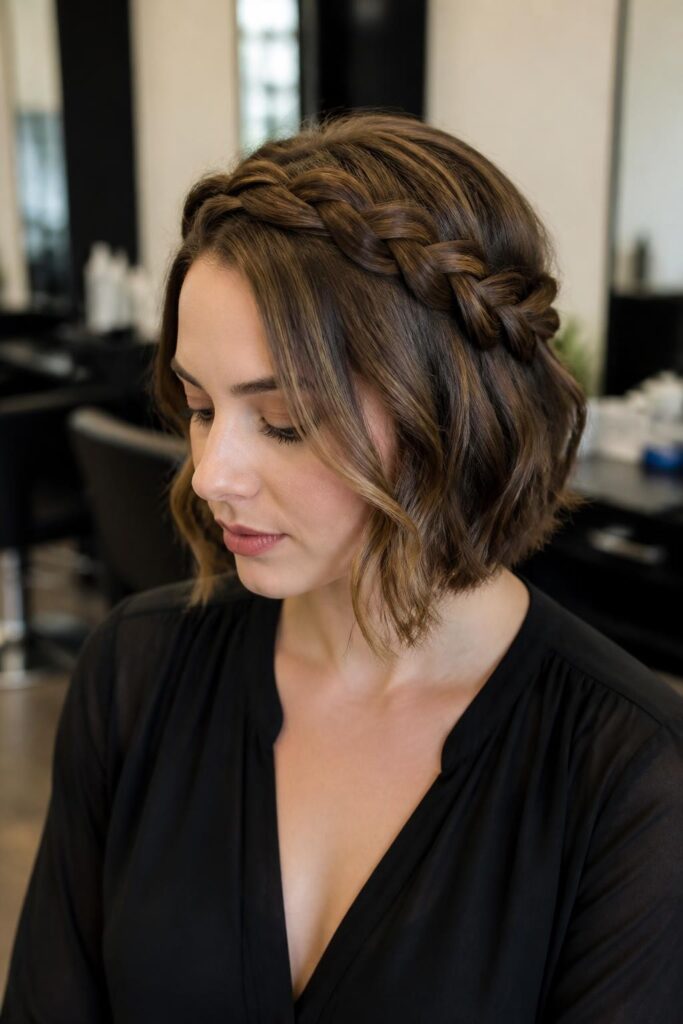 5. Braided crown on a bob