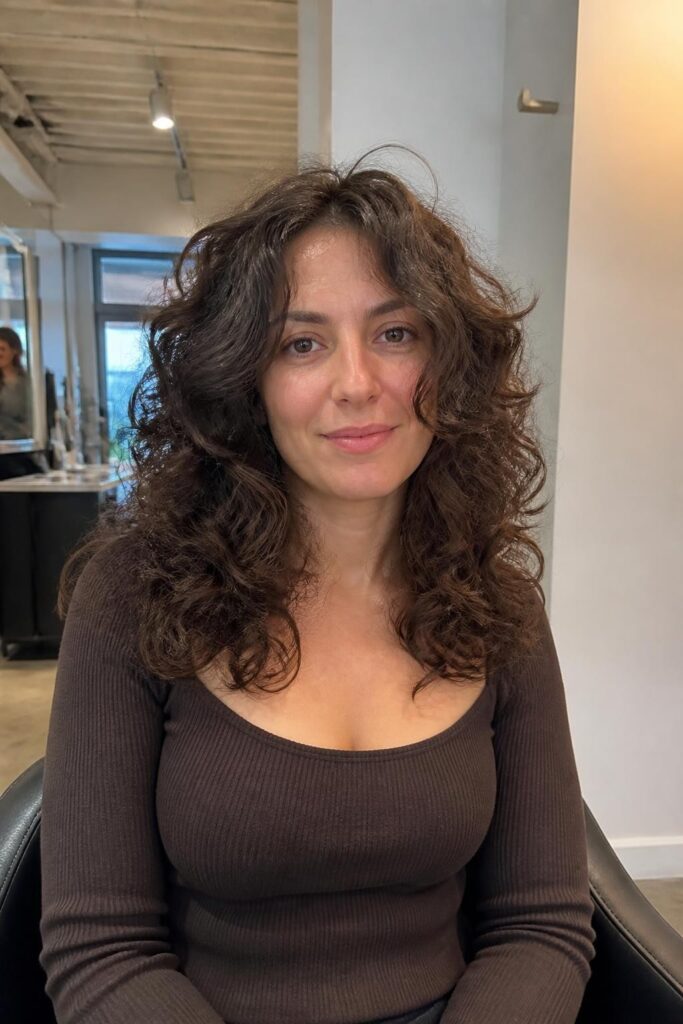 6. Butterfly cut for fine curly hair