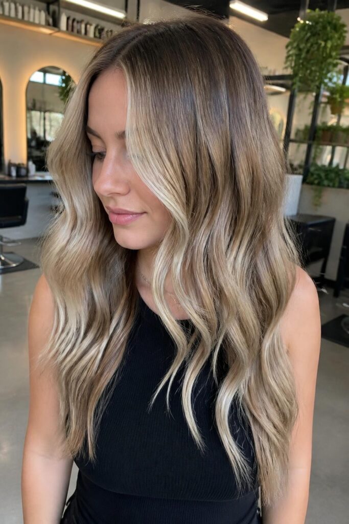 6. Toffee highlights on ash blonde
