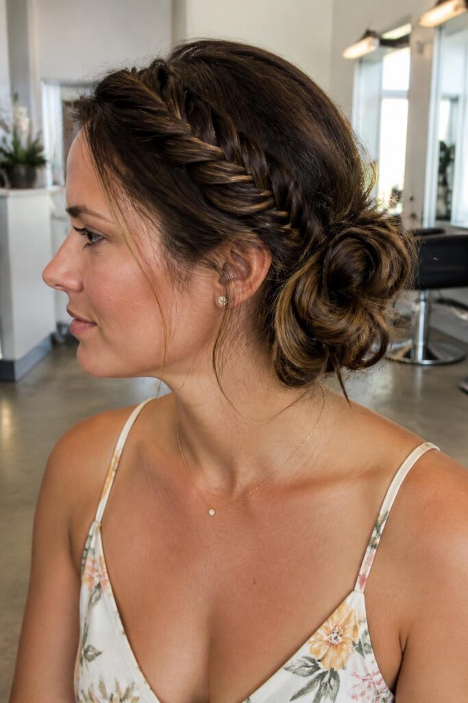 7. Fishtail braid updo