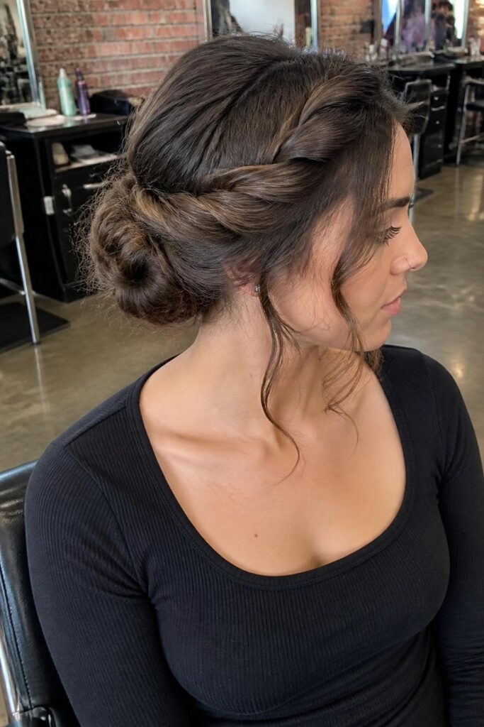 7. Twisted halo updo for waves
