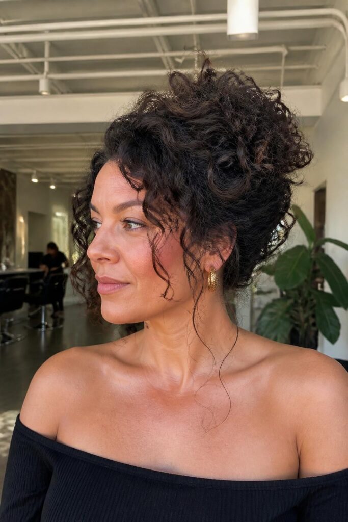 8. Voluminous curly updo