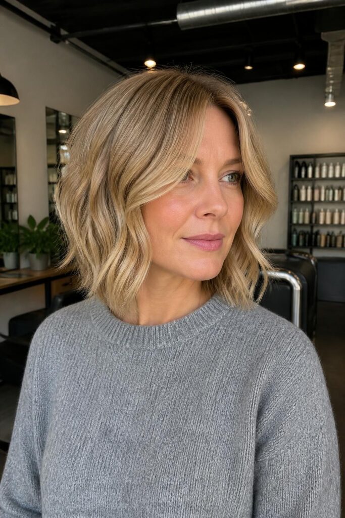 9. Inverted bob with curtain bangs